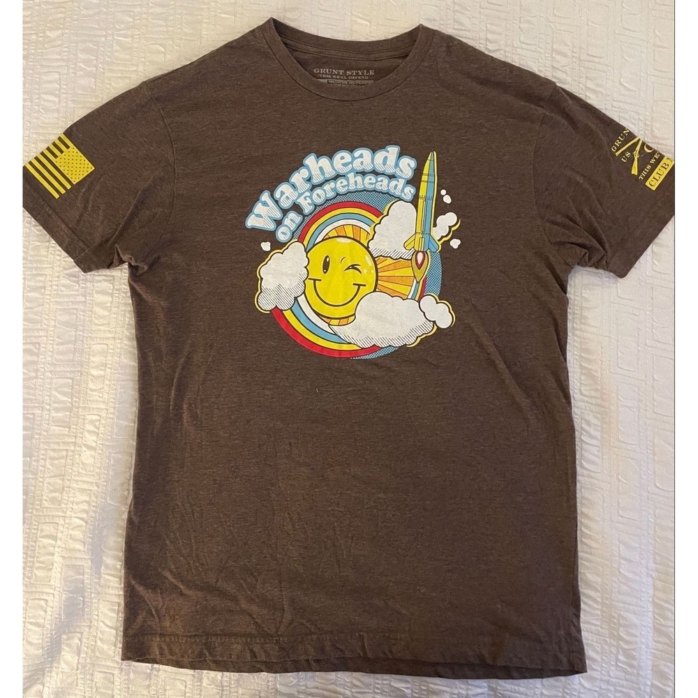 Grunt style Warheads on Foreheads SUNSHINE T-Shirt Women's Size Large‎ Brown
